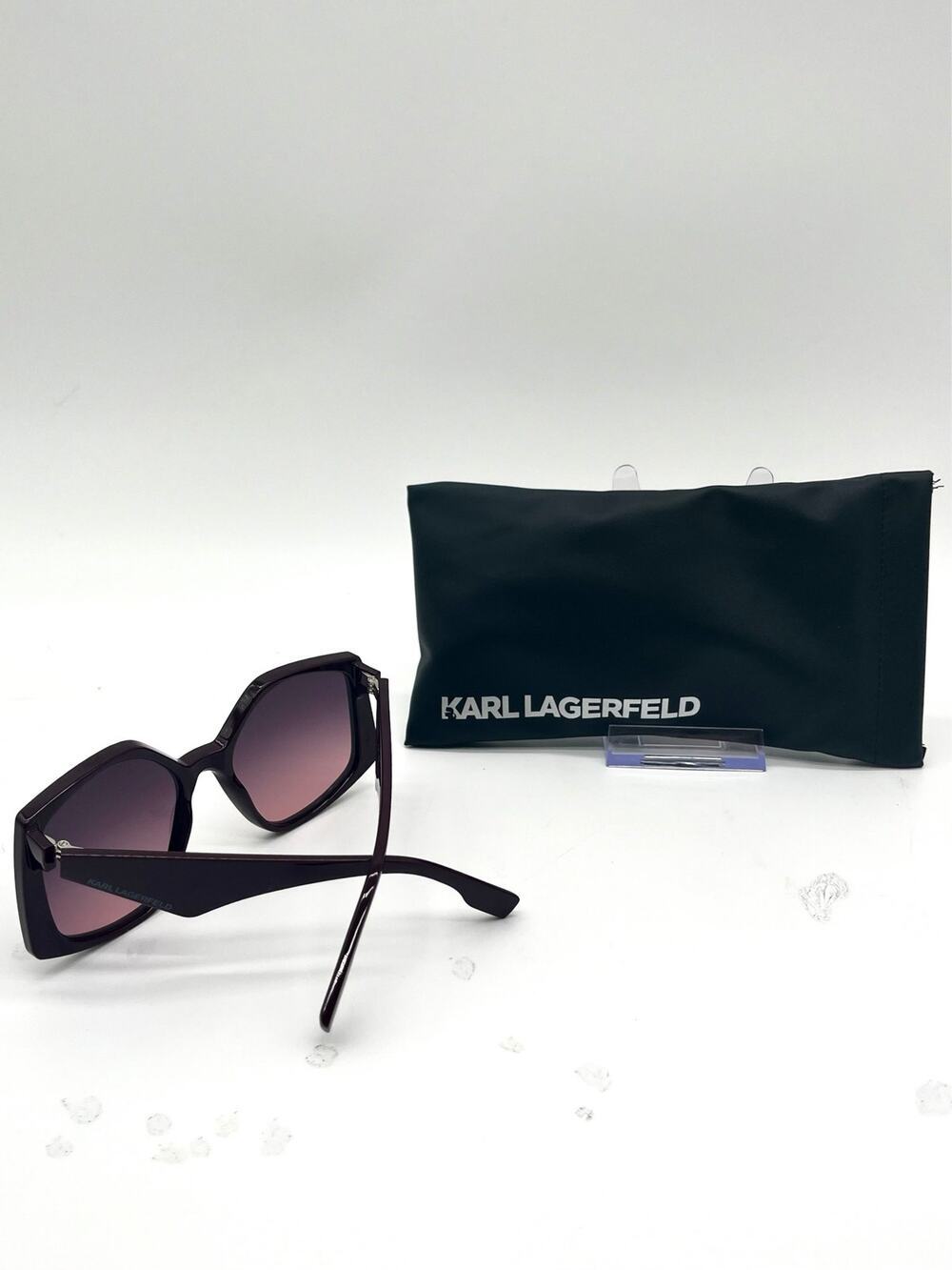 KARL LAGERFELD NWOT Burgundy Sunglasses and Case, Rectangular Frames